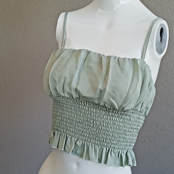 mooloola Tops - Mooloola soft green crop top